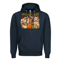 Navy welcome fall with dogs Zipper Hoodie - LillyAllenDesigns