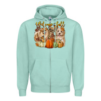 Seafoam welcome fall with dogs Zipper Hoodie - LillyAllenDesigns