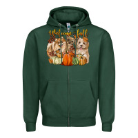 Sports Green welcome fall with dogs Zipper Hoodie - LillyAllenDesigns