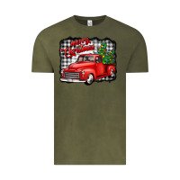 Vintage Olive merry christmas red truck christmas trees Vintage Tee - Jasminsmagicworld