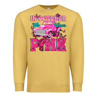 Antique Gold In October We Wear Pink Truck Premium Sweatshirt - texasbilliewilder