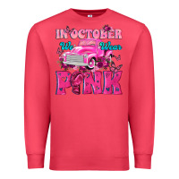 Cardinal In October We Wear Pink Truck Premium Sweatshirt - texasbilliewilder