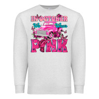Oatmeal Heather In October We Wear Pink Truck Premium Sweatshirt - texasbilliewilder