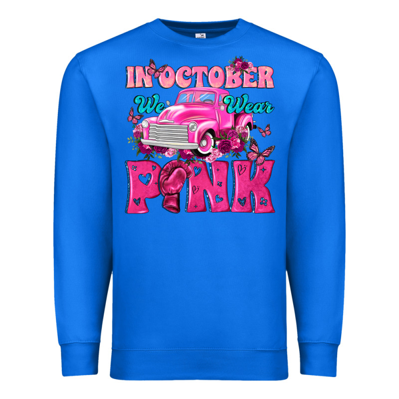 In October We Wear Pink Truck Premium Sweatshirt by texasbilliewilder | Teevron