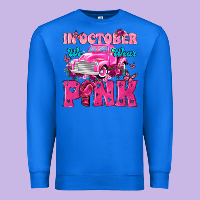 In October We Wear Pink Truck Premium Sweatshirt Designed By Texasbilliewilder