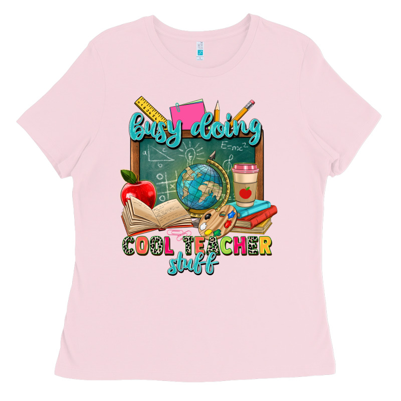 Busy Doing Cool Teacher Stuff Ladies Tee by Zillion Design Studio | Teevron