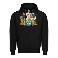 Black pumpkin season with baby sheeps and goat Zipper Hoodie - LillyAllenDesigns