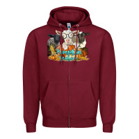 Burgundy pumpkin season with baby sheeps and goat Zipper Hoodie - LillyAllenDesigns