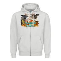 Dove Grey pumpkin season with baby sheeps and goat Zipper Hoodie - LillyAllenDesigns