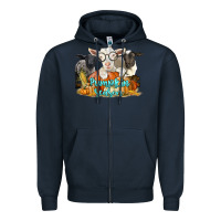 Navy pumpkin season with baby sheeps and goat Zipper Hoodie - LillyAllenDesigns