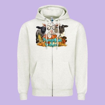 Pumpkin Season With Baby Sheeps And Goat Zipper Hoodie Designed By Lillyallendesigns