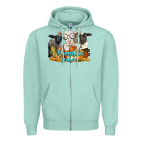 Seafoam pumpkin season with baby sheeps and goat Zipper Hoodie - LillyAllenDesigns