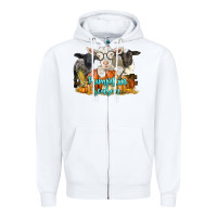 White pumpkin season with baby sheeps and goat Zipper Hoodie - LillyAllenDesigns