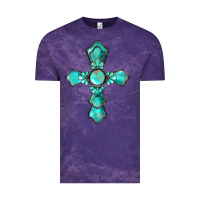 Cloud Purple western turquoise gemstone cross Vintage Tee - BarkalooDesign