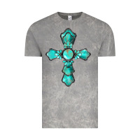 Cloud Rock western turquoise gemstone cross Vintage Tee - BarkalooDesign