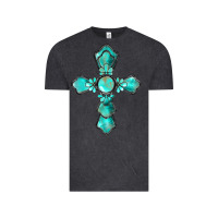 Vintage Black western turquoise gemstone cross Vintage Tee - BarkalooDesign