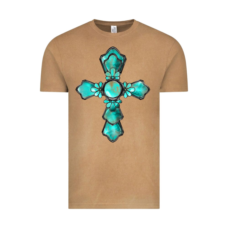 Western Turquoise Gemstone Cross Vintage Tee by BarkalooDesign | Teevron