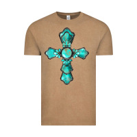 Vintage Coffee western turquoise gemstone cross Vintage Tee - BarkalooDesign