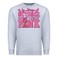 Heather Grey In October We Wear Pink with Gnome Premium Sweatshirt - texasbilliewilder