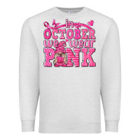 Oatmeal Heather In October We Wear Pink with Gnome Premium Sweatshirt - texasbilliewilder
