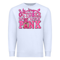 White In October We Wear Pink with Gnome Premium Sweatshirt - texasbilliewilder