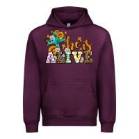 Mauve Wine Easter Day He is alive with cross Urban Hoodie - OliviaCreatesArt