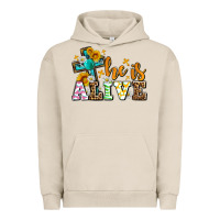 Pigment French Oak Easter Day He is alive with cross Urban Hoodie - OliviaCreatesArt