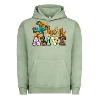 Pigment Oil Green Easter Day He is alive with cross Urban Hoodie - OliviaCreatesArt