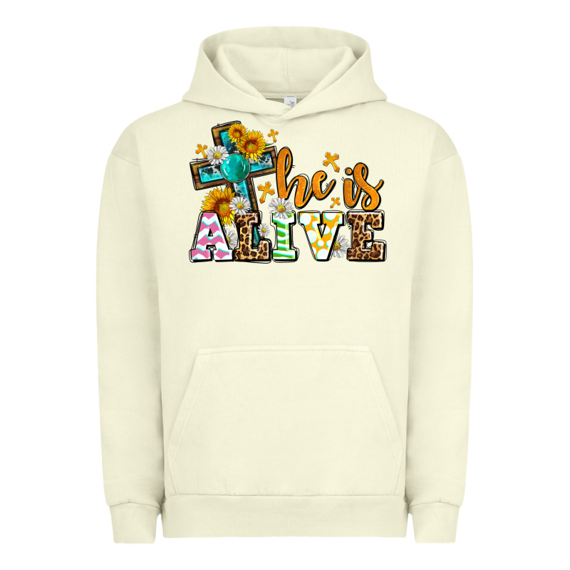 Easter Day He Is Alive With Cross Urban Hoodie by OliviaCreatesArt | Teevron