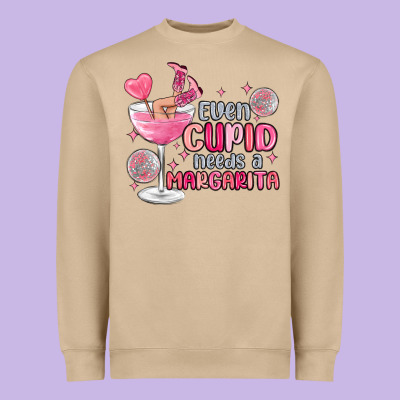 Even Cupid Needs A Margarita Heavyweight Sweatshirt Designed By Maliassmallbusiness