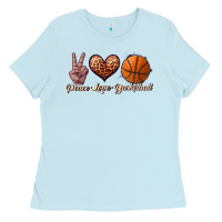 Baby Blue peace love basketball Ladies Tee - JahusDesignShop