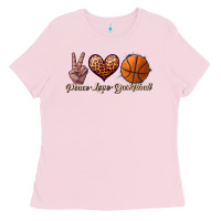 Bubblegum Pink peace love basketball Ladies Tee - JahusDesignShop