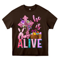 Chocolate Brown he is alive easter Heavy Core Tee - Neo Western