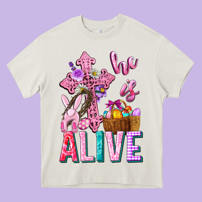 He Is Alive Easter Heavy Core Tee Designed By Neo Western