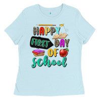 Baby Blue happy first day of school Ladies Tee - Zillion Design Studio