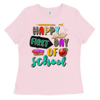 Bubblegum Pink happy first day of school Ladies Tee - Zillion Design Studio