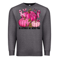 Charcoal Heather In October We Wear Pink with Pumpkin Premium Sweatshirt - texasbilliewilder
