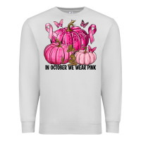 Dove Grey In October We Wear Pink with Pumpkin Premium Sweatshirt - texasbilliewilder