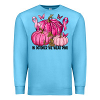 Ocean Blue In October We Wear Pink with Pumpkin Premium Sweatshirt - texasbilliewilder