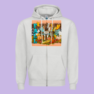 Fall With Baby Goat Zipper Hoodie Designed By Lillyallendesigns