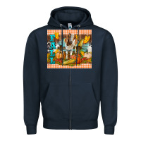 Navy fall with baby goat Zipper Hoodie - LillyAllenDesigns