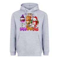 Heather Grey Happy Hallothanksmas wine glass and coffee Heavyweight Hoodie - NancyCooperArtShop