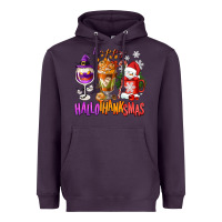 Plum Happy Hallothanksmas wine glass and coffee Heavyweight Hoodie - NancyCooperArtShop