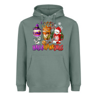 Sage Happy Hallothanksmas wine glass and coffee Heavyweight Hoodie - NancyCooperArtShop