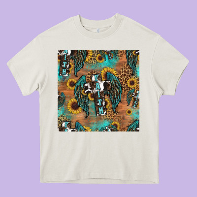 Faith Cross Seamless Pattern Heavy Core Tee Designed By Hra Design Shop