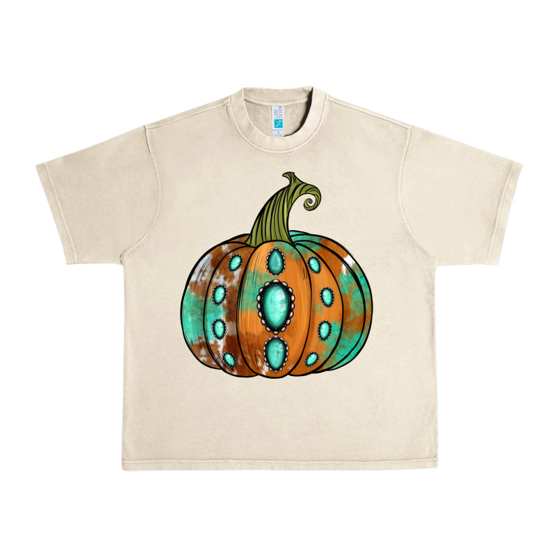 Western Cowhide Turquoise Pumpkin Urban Heavy Tee by Jasminsmagicworld | Teevron