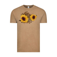 Vintage Coffee sunflower leopard patch Vintage Tee - AdoDesignShop