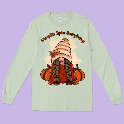 Pumpkin Spice Every Thing Long Sleeve Tee Designed By Nancycooperartshop