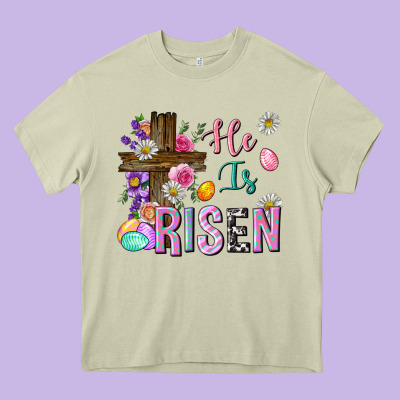 He Is Risen Easter Heavy Core Tee Designed By Neo Western