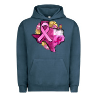 Pigment Midnight Navy Texas Cancer Awareness map Urban Hoodie - FaDigitalArtStudio